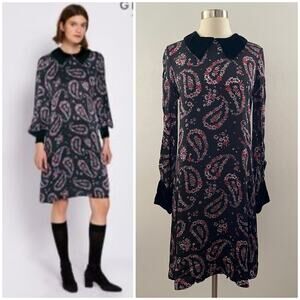 Ghost London Paisley Dress Small Black Floral Mod Retro Whimsical Luxury Chic